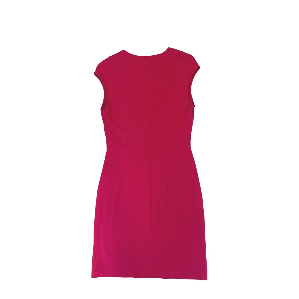 Sharagano Womens Red Cap Sleeve Sheath Dress Split Neck Size 6 - Picture 3 of 4